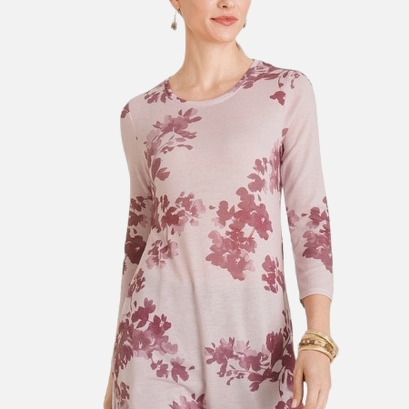 CHICO'S Floral Side Slit Tunic - Picture 1 of 11